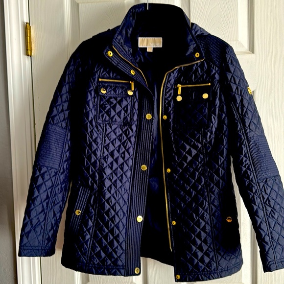 Michael Kors Quilted Jacket with hidden hood. Navy Blue Small jacket. - Picture 1 of 8